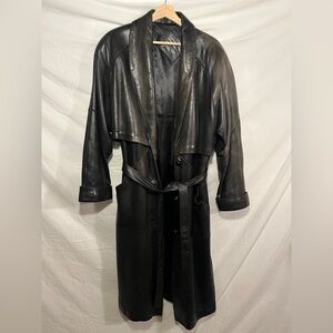 Jacqueline Ferrar Black Leather Trench Coat